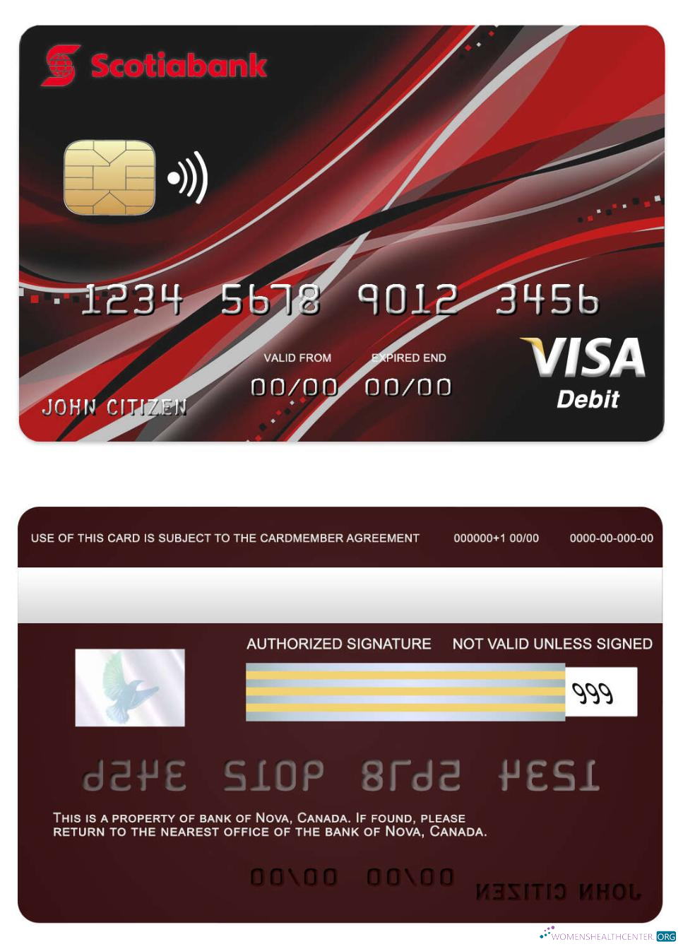 Download Canada Nova bank visa card Photoshop template